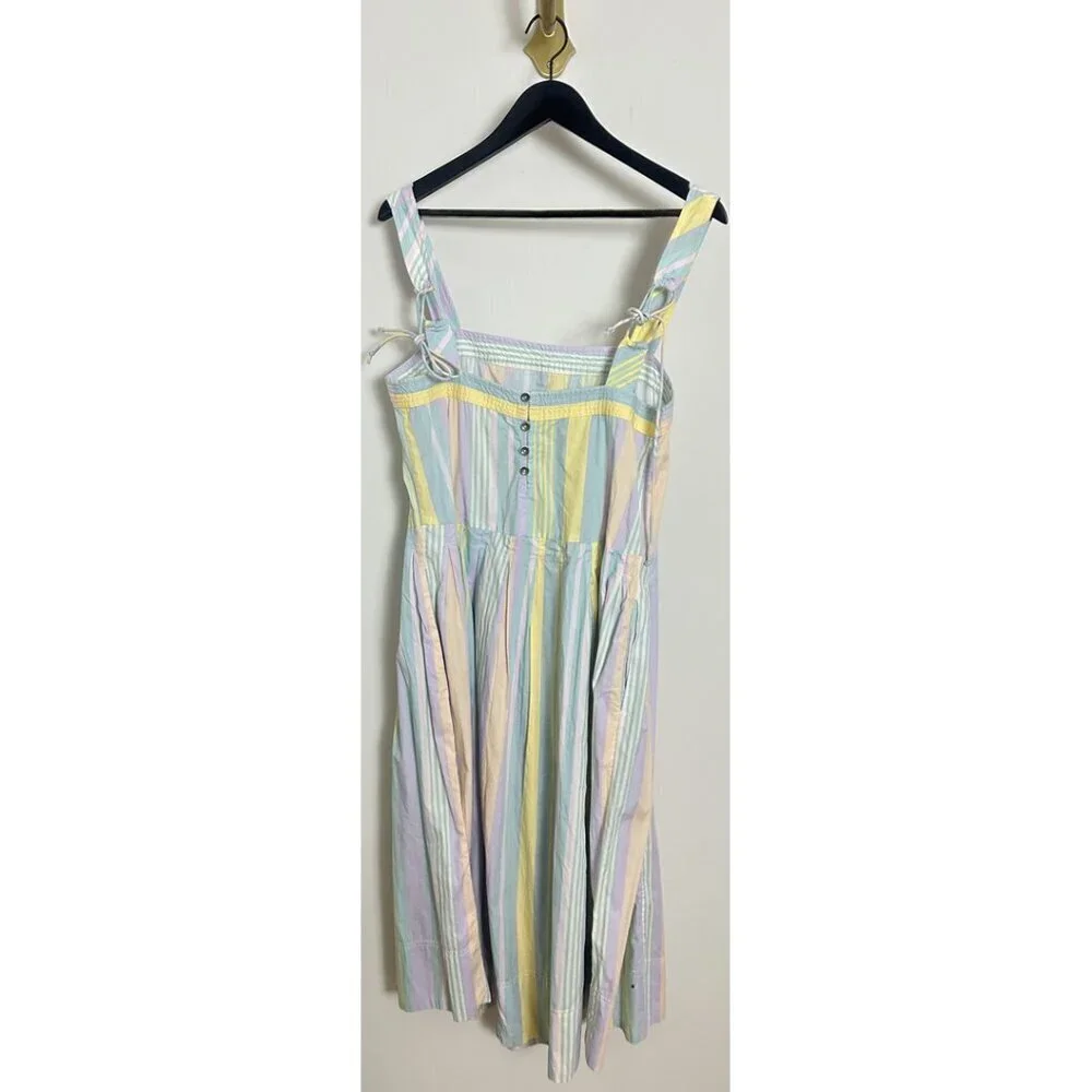 FREE PEOPLE Primavera Stripe Cotton Midi Dress in Pastel Combo Size Medium - Picture 6 of 8